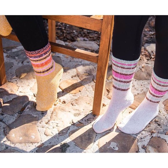 Worlds Softest Socks Ragg Crew Socks - Honey Stripe 6-11 Valentines Day Gift NWT - Picture 5 of 5